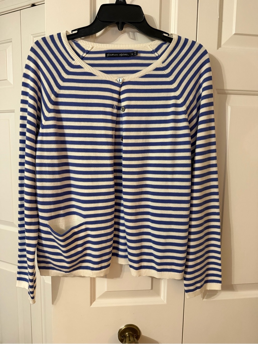 Gudrun Sjoden Blue and White Striped Knit Cardigan